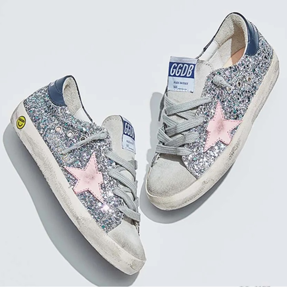 Golden Goose Superstar Glittered Low-Top Sneakers, Baby/Toddler